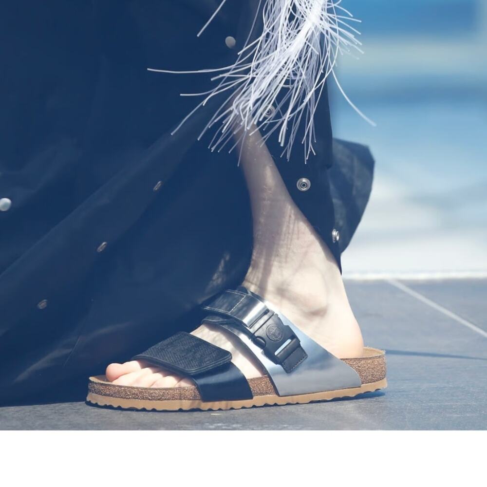 Birkenstock X Rick Owens Rotterdam Sandals 40 N Black Silver Two Straps Leather